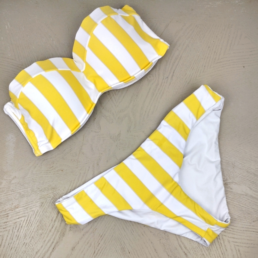 Swim Systems Yellow and White Bikini Set